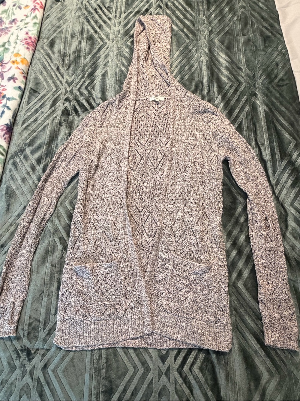 Mudd Hooded Open-Front Cardigan Sweater - Light Purple Heather